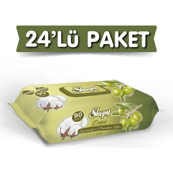 Sleepy Doğal Zeytinyağlı Islak Havlu Mendil 24'lü 2160 Yaprak ürün görseli 1