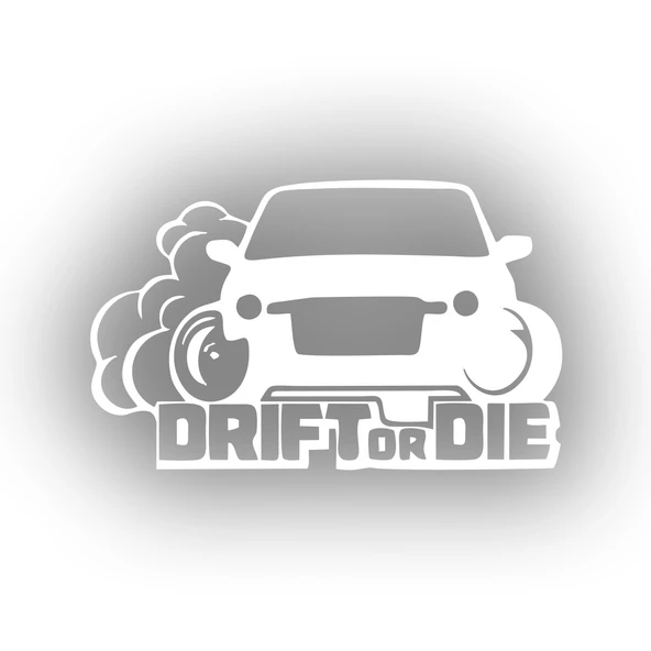 Drift or Die Araba Stickeri 17x17 Cm Beyaz ürün görseli 1