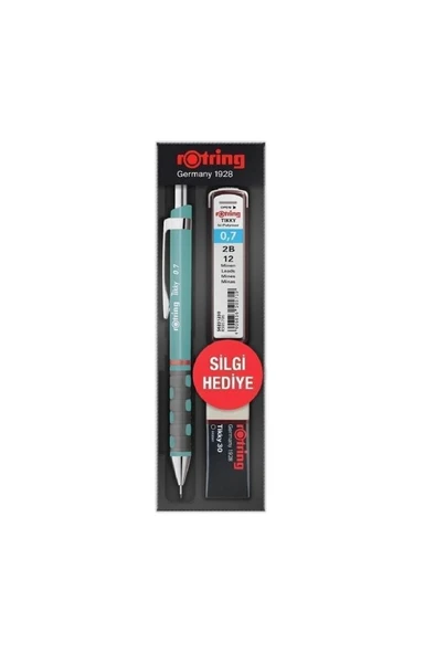 Rotring Tikky Okul Seti 0.7 mm Versatil Kalem + Silgi + Uç  / Deniz Mavisi ürün görseli 1