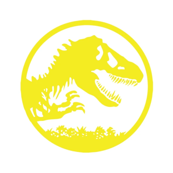 Dinozor Araba Stickeri 17x17 Cm Sarı ürün görseli 1