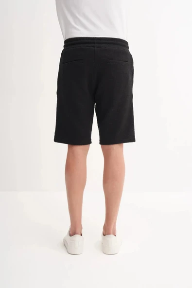 Cazador Jakarlı Regular Fit Örme Bermuda Şort 6073 Siyah - Resim 4