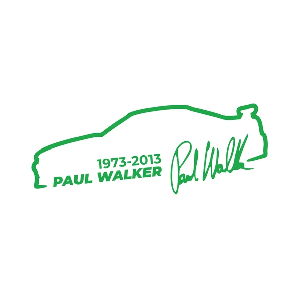 Paul Walker İmza Araba Sticker 17x17 Cm Yeşil ürün görseli 1