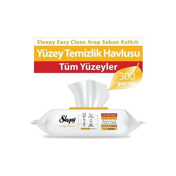 Sleepy Easy Clean Arap Sabunu Katkılı Yüzey Temizlik Havlusu 3X100 (300 Yaprak) ürün görseli 1