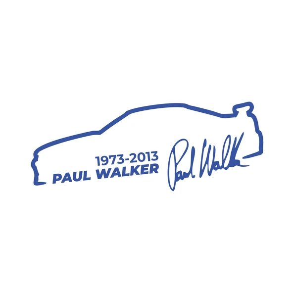 Paul Walker İmza Araba Sticker 17x17 Cm Mavi ürün görseli 1