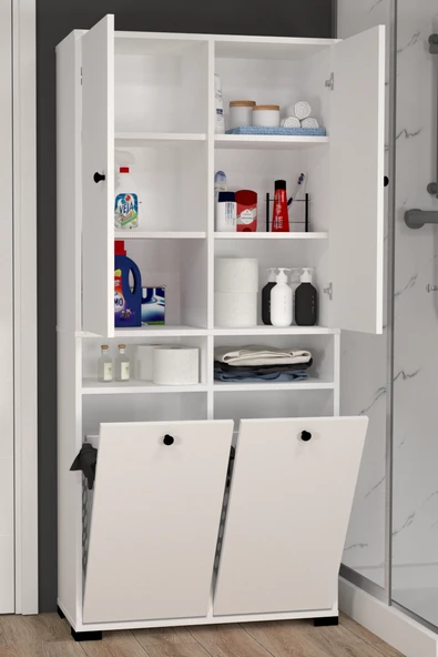 ATLAS NO.2 ALTI RAFLI İKİ SEPETLİ BANYO DOLABI ürün görseli 1