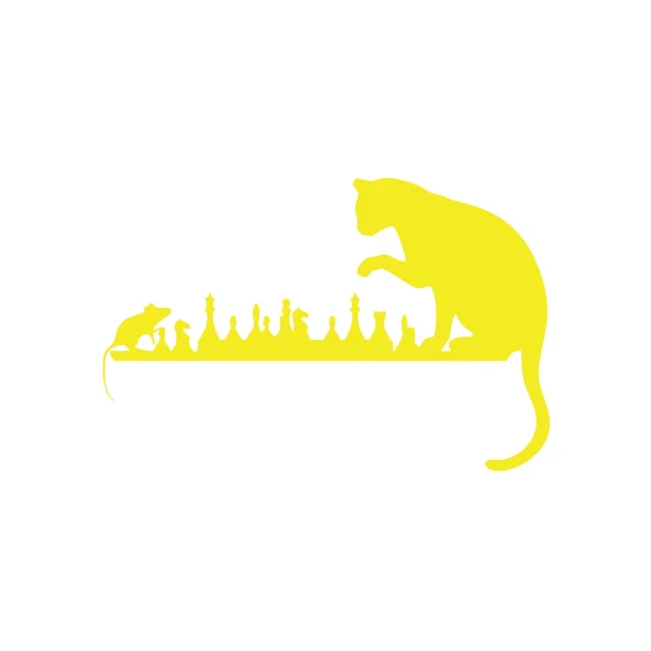 Satranç Oynayan Kedi Fare Araba Sticker 17x17 Cm Sarı ürün görseli 1