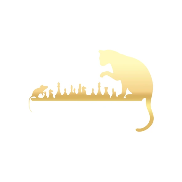 Satranç Oynayan Kedi Fare Araba Sticker 17x17 Cm Gold ürün görseli 1
