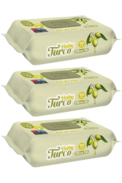 Baby Turco Islak Havlu Mendil 90 Yaprak Zeytinyağlı 3 Lü Set 270 Yaprak ürün görseli 1