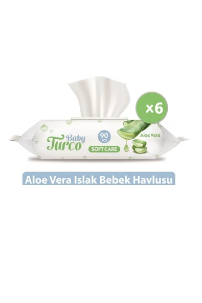 Baby Turco Softcare Aloe Vera Islak Bebek Havlusu 6 X 90 Yaprak ürün görseli 1