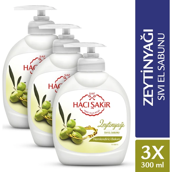 Hacı Şakir Zeytinyağı Nemlendirici Bakım Sıvı El Sabunu 3 x 300 ml ürün görseli 1