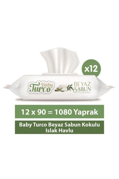 Baby Turco Turco Baby Islak Havlu 90'lı Beyaz Sabun X12 Adet ürün görseli 1