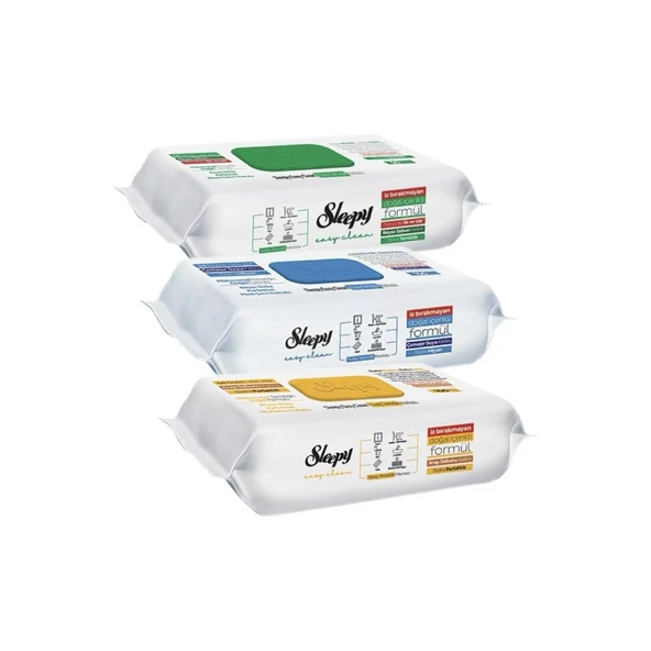 Sleepy Easy Clean Beyaz Sabun Katkılı+Çamaşır Suyu Katkılı+Arap Sabunu Katkılı 3X100 (300 Yaprak) ürün görseli 1