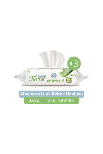 Baby Turco Soft Care Islak Havlu 3x90 Yaprak ürün görseli 1
