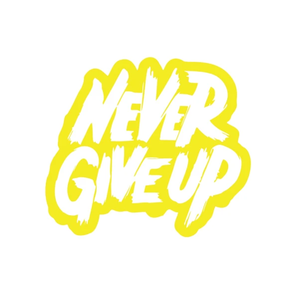 Never Give Up Araba Sticker 17x17 Cm Sarı ürün görseli 1