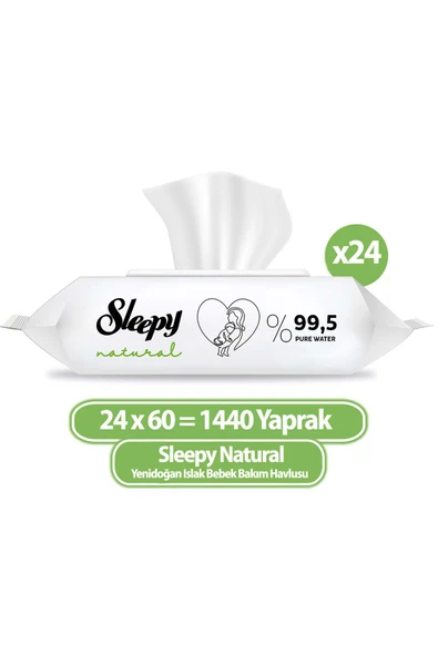 Sleepy Natural Yenidoğan Islak Havlu Mendil 60x24 1440 Yaprak ürün görseli 1