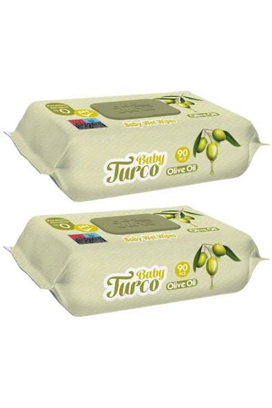 Baby Turco Islak Havlu Mendil 90 Yaprak Zeytinyağlı 2 Li Set 180 Yaprak ürün görseli 1