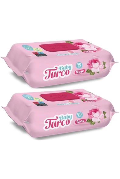 Baby Turco Islak Havlu Mendil 90 Yaprak Gül/rose 2 Li Set 180 Yaprak ürün görseli 1