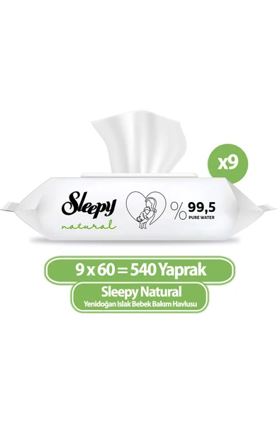Sleepy Natural Yenidoğan Islak Havlu Mendil 60x9 540 Yaprak ürün görseli 1