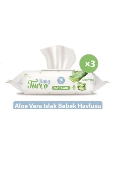 Baby Turco Softcare Aloe Vera Islak Bebek Havlusu 3 X 90 Yaprak ürün görseli 1