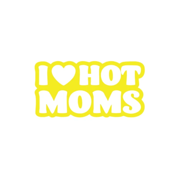 I Love Hot Moms Araba Stickeri 17x17 Cm Sarı ürün görseli 1