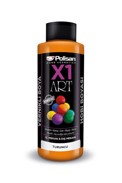 Polisan X1 Art Vernikli Hobi Boyası 120ml Turuncu ürün görseli 1