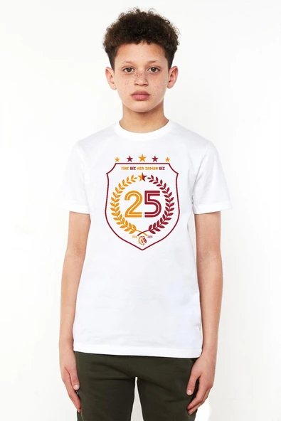 25 Şampiyonluk Yine Biz Beyaz Çocuk Bisikletyaka Tshirt ürün görseli 1