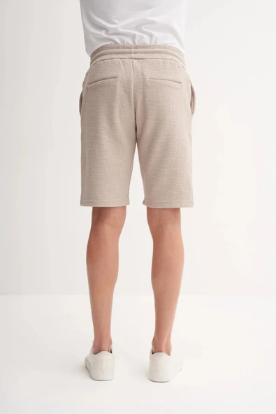 Cazador Jakarlı Regular Fit Örme Bermuda Şort 6073 Bej - Resim 2