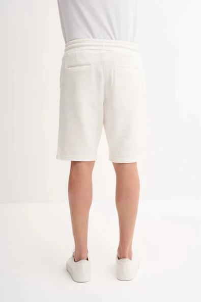 Cazador Jakarlı Regular Fit Örme Bermuda Şort 6073 Beyaz - Resim 3