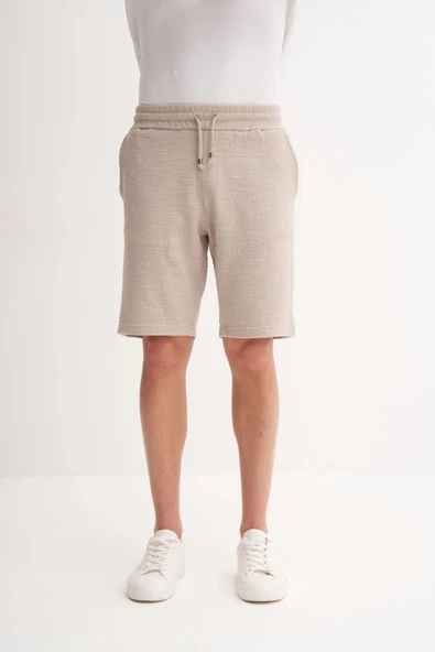Cazador Jakarlı Regular Fit Örme Bermuda Şort 6073 Bej - Resim 3