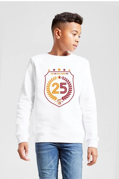 25 Şampiyonluk Yine Biz Beyaz Çocuk 2ip Sweatshirt ürün görseli 1