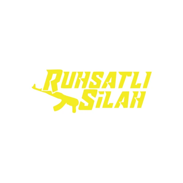 Ruhsatlı Silah Araba Sticker 17x17 Cm Sarı ürün görseli 1