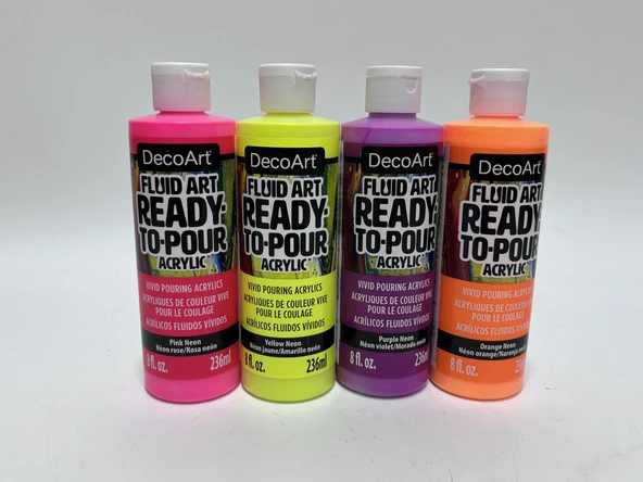 Decoart DecoArt Fluid Art Ready-To-Pour Neon Akrilik Boya Seti 8oz 4 Adet ürün görseli 1