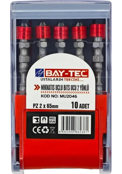 Bay-tec Mu2046 Mıknatıs Uçlu Bits Ucu 2 Yönlü Pz2x65 10adet ürün görseli 1