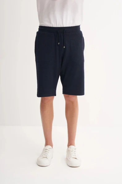 Cazador Regular Fit Örme Dokulu Bermuda Şort 6074 Lacivert - Resim 2