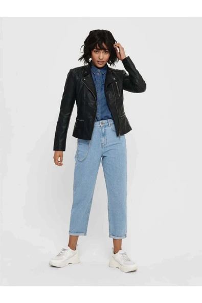ONLY Onlfreya Faux Leather Biker Otw Noos Kadın Ceket ürün görseli 1