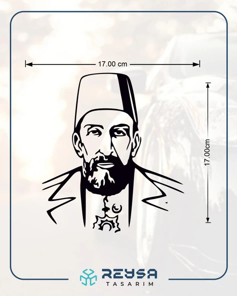 2.Abdülhamit Silüet Sticker 17x17 Cm Siyah - Resim 2