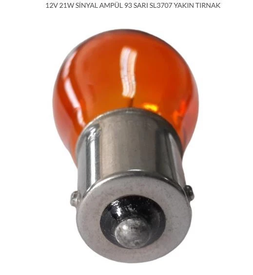 MOTOSİKLET SİNYAL AMPÜL 12V 21W SARI YAKIN TIRNAK ürün görseli 1