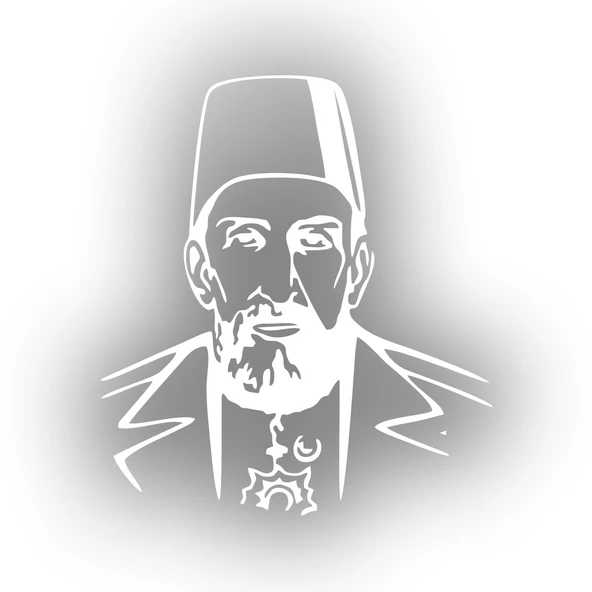 2.Abdülhamit Silüet Sticker 17x17 Cm Beyaz ürün görseli 1