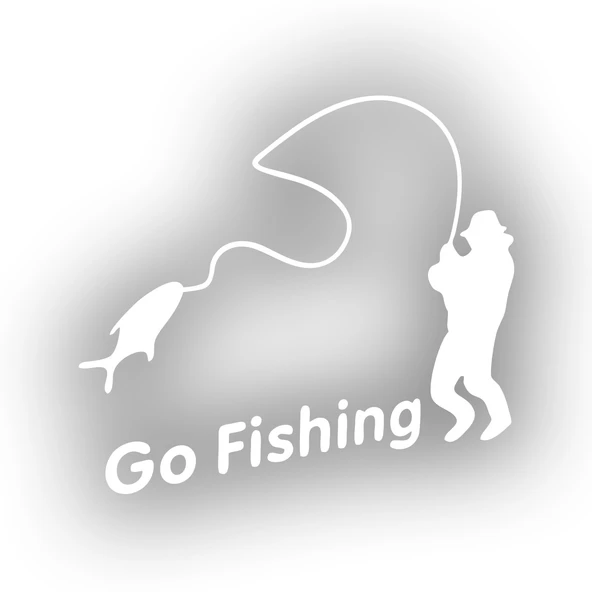 Go Fishing Araba Sticker 17x17 Cm Beyaz ürün görseli 1