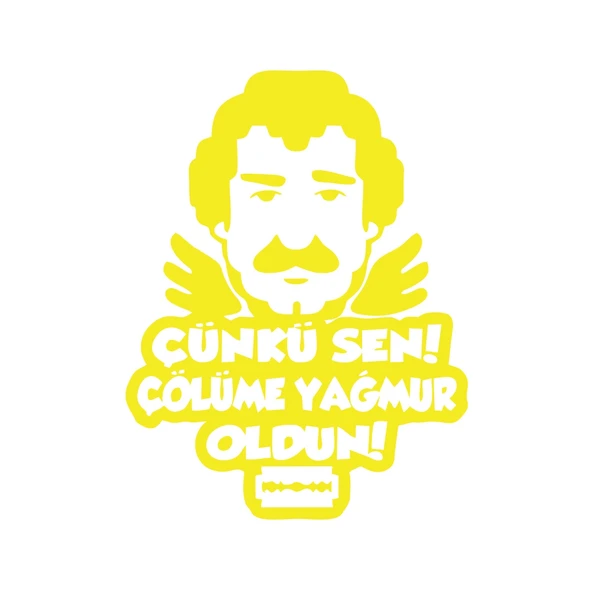 Müslüm Gürses Silüet Araba Sticker 17x17 Cm Sarı ürün görseli 1