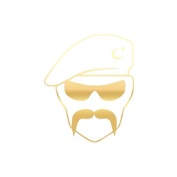 Hilal Bıyıklı Asker Araba Sticker 17x17 Cm Gold ürün görseli 1