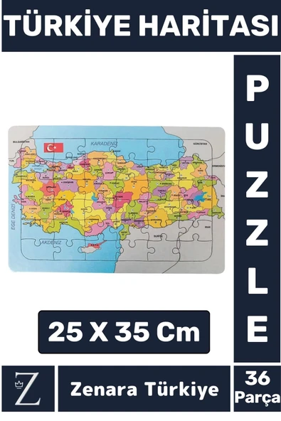 Premium Eğlenceli Eğitici Görsel Algı Motor Becerisi Geliştiren Çocuk PUZZLE 36 Pr TÜRKİYE HARİTASI ürün görseli 1
