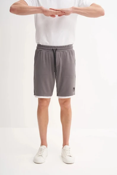 Cazador Regular Fit Jakarlı Örme Bermuda Şort 6050 Koyu Gri ürün görseli 1