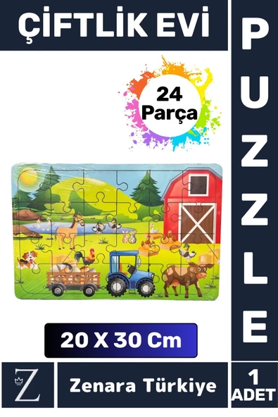 Eğlenceli Eğitici Görsel Algı Problem Çözme Becerisi Çocuk Büyük Boy PUZZLE 24 Parça ÇİFTLİK EVİ ürün görseli 1