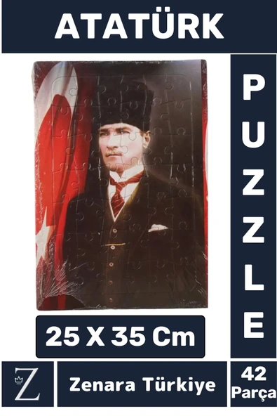 Premium Eğlenceli Eğitici Görsel Algı Motor Becerisi Geliştiren Çocuk PUZZLE 42 Parça ATATÜRK ürün görseli 1