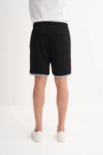 Cazador Regular Fit Jakarlı Örme Bermuda Şort 6050 Siyah - Resim 4