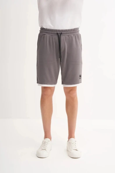 Cazador Regular Fit Jakarlı Örme Bermuda Şort 6050 Koyu Gri - Resim 3