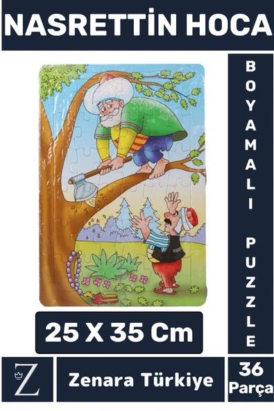 Eğlenceli Eğitici Görsel Algı Motor Becerisi Geliştiren Çocuk Boyamalı PUZZLE 36Parça NASREDDİN HOCA ürün görseli 1