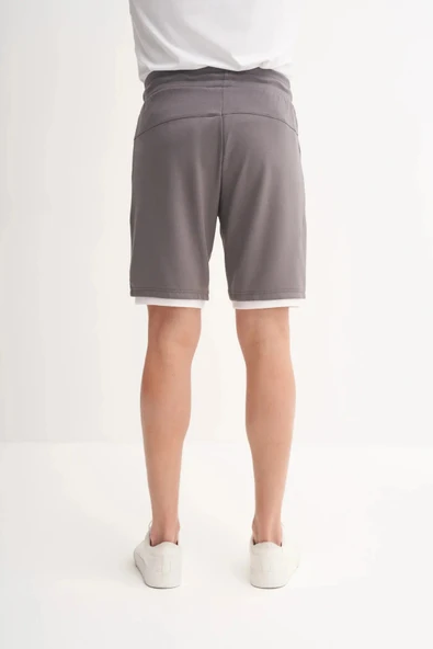 Cazador Regular Fit Jakarlı Örme Bermuda Şort 6050 Koyu Gri - Resim 4