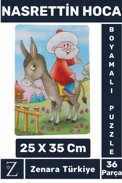 Eğitici Görsel Algı Motor Becerisi Geliştiren Eğlenceli Çocuk Boyamalı PUZZLE 36Parça NASREDDİN HOCA ürün görseli 1